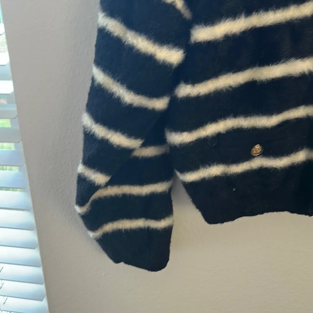 J. Crew Black and White Striped Women's Sweater